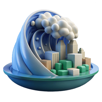 beautiful creative extraordinary modern 3D Render City Wave Illustration detailed original png