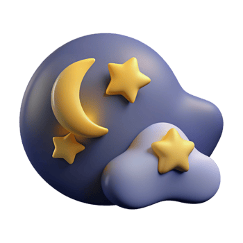 beautiful classic dramatic abstract Night Sky 3D Render Crescent Moon, Stars, Cloud original 4K png