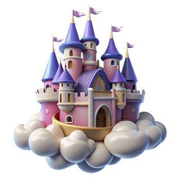 impressive creative elegant modern Enchanted 3D Castle on Clouds Illustration authentic authentic png