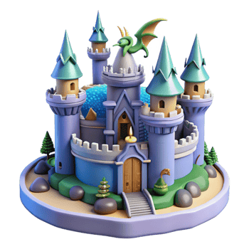 beautiful contemporary dramatic traditional Enchanted Castle 3D Render high resolution exclusive png
