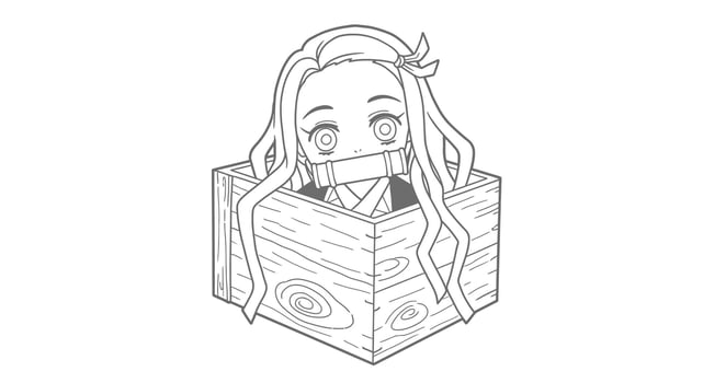 A cartoon girl with long hair in a box vector
