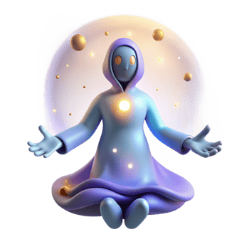 serene traditional elegant traditional 3D Render Mystic Figure, Illuminated genuine original png
