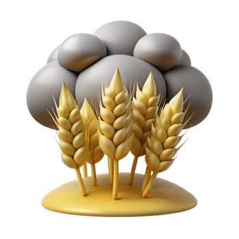 serene rustic dramatic classic Wheat Stalks under Storm Clouds 3D Render 4K high quality png