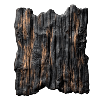 Rustic Burnt Wooden Surface Featuring Deep Tones and Unique Grain png