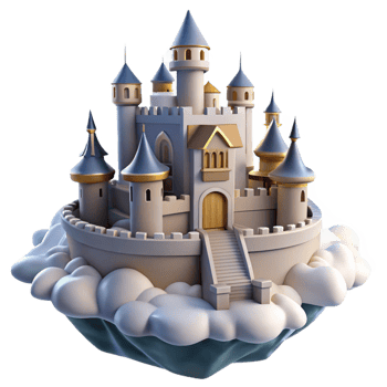 magnificent traditional magnificent abstract Fairytale Castle 3D Render exclusive 4K png