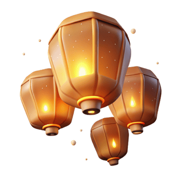 serene creative elegant traditional Glowing 3D Lanterns Illustration high quality exclusive png
