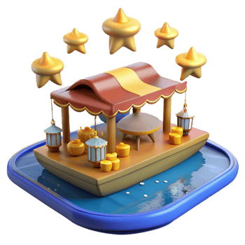 wonderful minimalist magnificent creative 3D Render Floating Market Illustration original authentic png