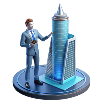 beautiful rustic wonderful artistic 3D Illustration Businessman Modern Skyscraper detailed detailed png