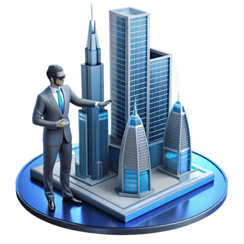 dramatic artistic beautiful creative 3D Illustration Skyscrapers Business Cityscape genuine 4K png