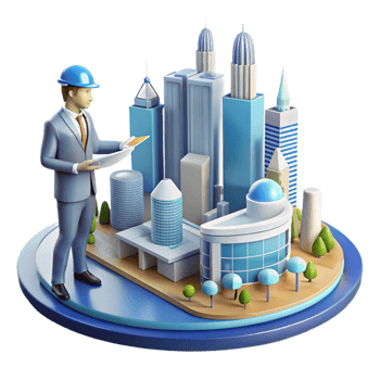serene creative 3D Cityscape Illustration Architect Model 4K png