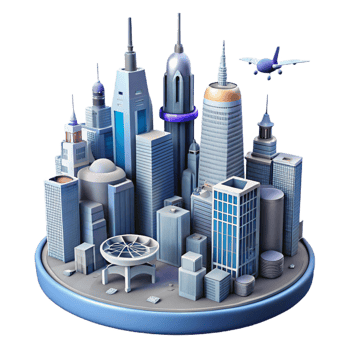 serene rustic extraordinary abstract 3D Cityscape Illustration exclusive detailed png