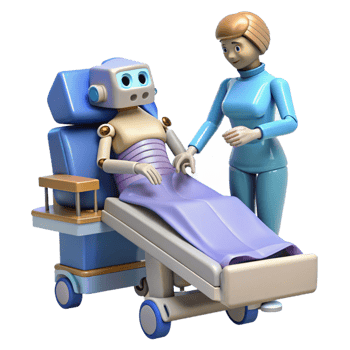 dramatic artistic 3D Illustration Robot Patient Care genuine png