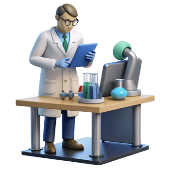 serene artistic 3D Illustration Scientist Lab Research genuine png