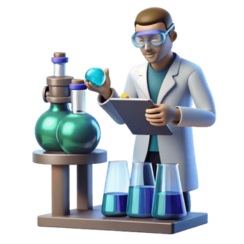 stunning vintage 3D Illustration Scientist Lab Research authentic png