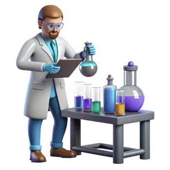 stunning contemporary 3D Illustration Scientist Lab Research premium png
