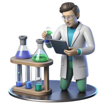 beautiful classic 3D Illustration Scientist Lab Research detailed png