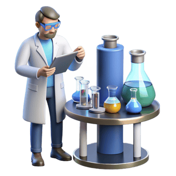 dramatic vintage Scientist 3D Render, Lab Equipment Illustration 4K png