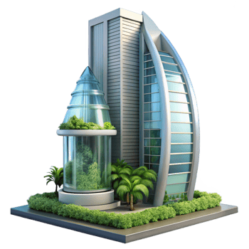 serene classic elegant traditional Eco Friendly Modern Building 3D Render genuine authentic png