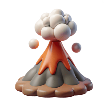 wonderful vintage Cartoon Volcano 3D Render professional png