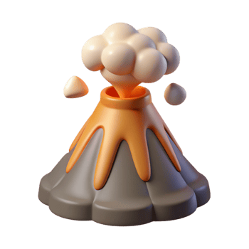 magnificent abstract Cartoon Volcano 3D Render authentic png