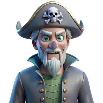 stunning traditional magnificent vintage 3D Cartoon Pirate Captain Illustration genuine authentic png