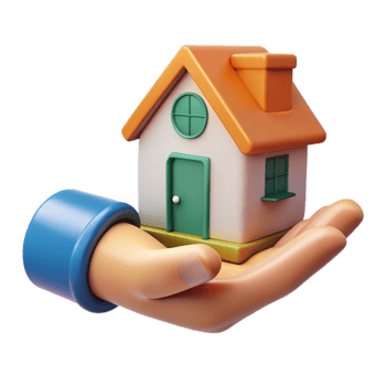 serene creative 3D Render House in Hand Illustration high resolution png