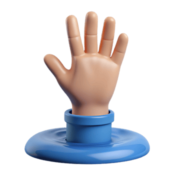 dramatic contemporary Cartoon Hand Reaching Up 3D Render high resolution png