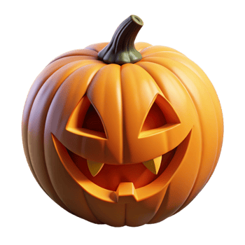 dramatic creative 3d Rendered Cutout of Carved Halloween Pumpkin with Menacing Grin, high quality png