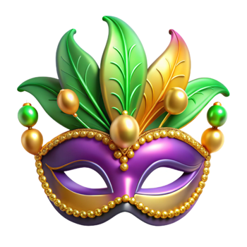 beautiful modern 3d Rendered Cutout of Glittering Mardi Gras Mask Decorated With high quality png