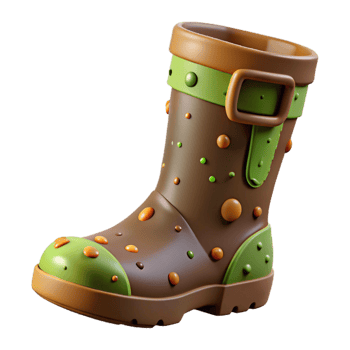 impressive traditional 3d Rendered Cutout of Muddy Glastonbury Festival Welly Boot With genuine png