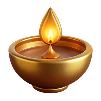 dramatic creative 3d Rendered Cutout of Ornate, Golden Diwali Diyfilled with Oil high resolution png