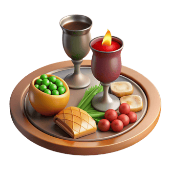 impressive creative 3d Rendered, Stylized of Seder Plate with Traditional Passover Food high quality png