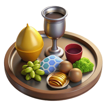extraordinary classic 3d Rendered, Stylized of Seder Plate with Traditional Passover Food premium png