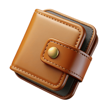 dramatic traditional A Brown Leather Wallet with Visible Stitching, Professionally Lit And high quality png
