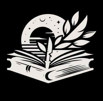 An open book with a leaf on it and a star in the sky vector