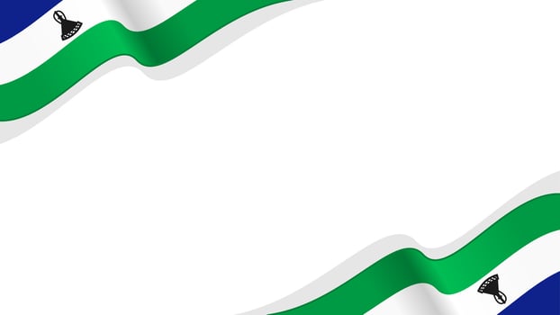 Lesotho flag wave frame with copy space background vector