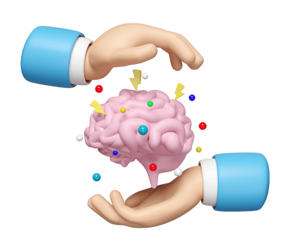 3d doctor hands protecting brain isolated. health check concept, 3d illustration render png