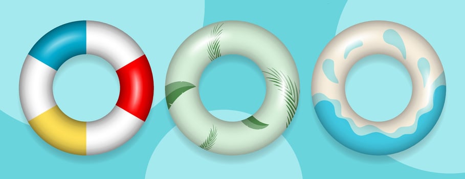 floaters ring set for summer banner design vector
