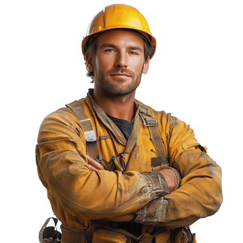 Construction Worker in Protective Gear Poses Confidently at a Job Site png