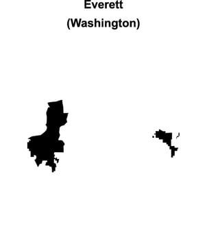 Everett, Washington blank outline map vector