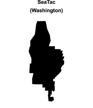 SeaTac, Washington blank outline map vector