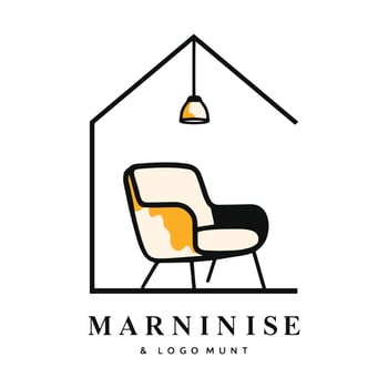 Modern Interior Design Logo - Cozy Armchair and Home Decor Concept vector