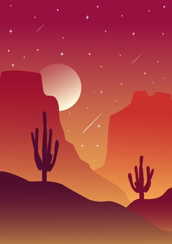 american valley illustration. morning landscape art. Sunset in Arizona vector