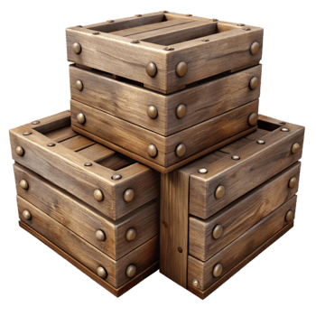 impressive modern A Stack of Three Weathered Wooden Crates with Visible Nail premium png