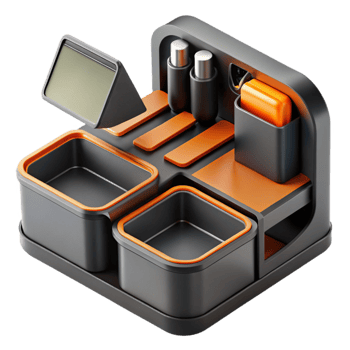 elegant classic Create 3d Rendered Cutout of Futuristic Conceptual Modular Desk Organizer 4K png