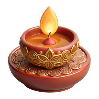 extraordinary contemporary 3d Render of Intricately Carved Wooden Diwali Diywith Flickering Flame, authentic png