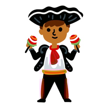 Spanish in national dress. Man in traditional costume. Isolated on white background. Travel to Spain. vector