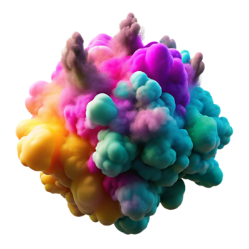 serene classic Cutout of Holi Gulal Powder Explosion in Mid-air, with Vibrant high quality png