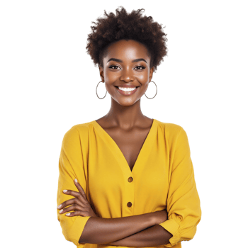 A beautiful young woman in a yellow shirt png