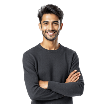 Portrait of a young man with arms crossed on black background png